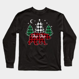 Pap Pap Bear Buffalo Red Plaid Matching Family Christmas Long Sleeve T-Shirt